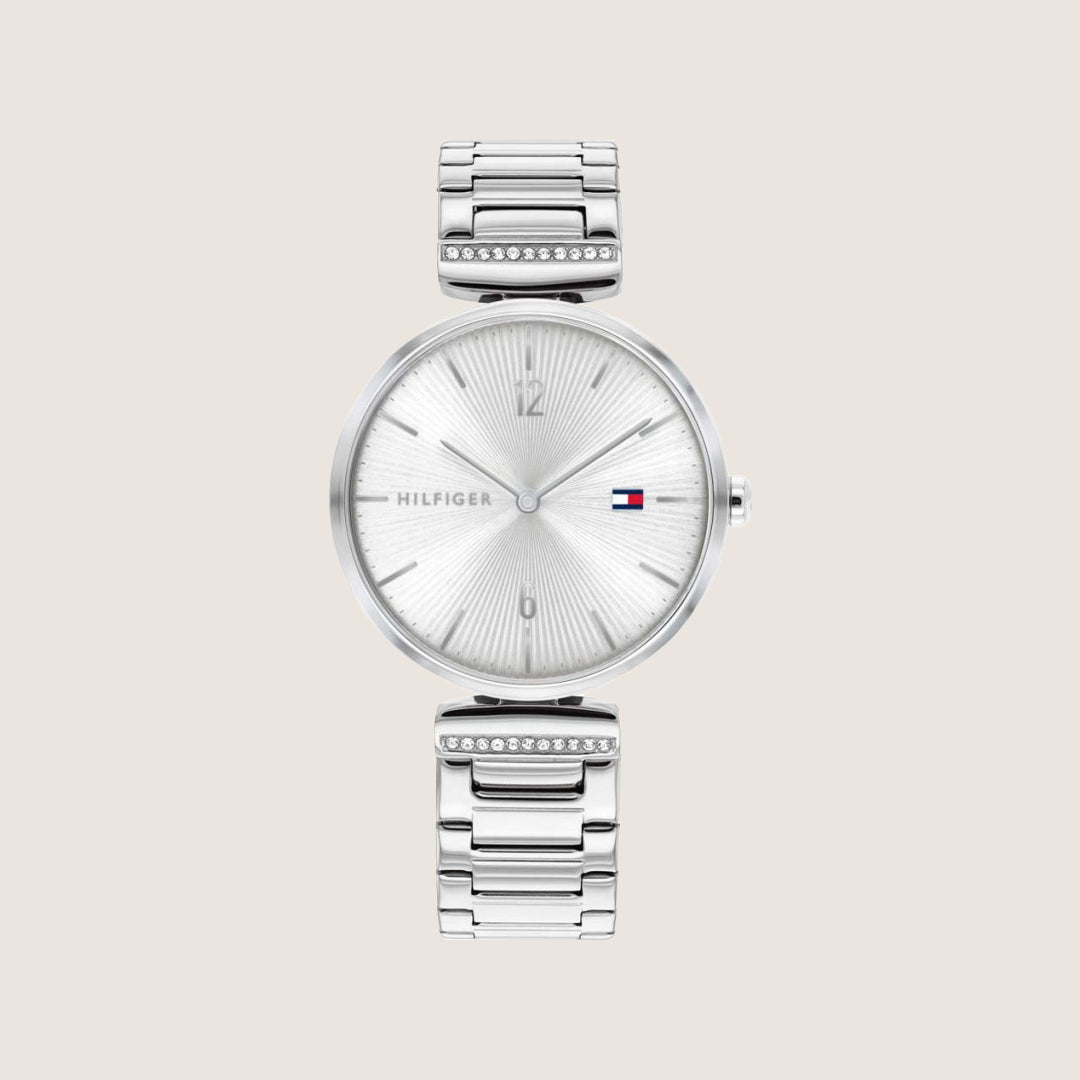 Tommy Hilfiger Women's Aria Silver Sunray Dial Stainless Steel Bracelet 1782273