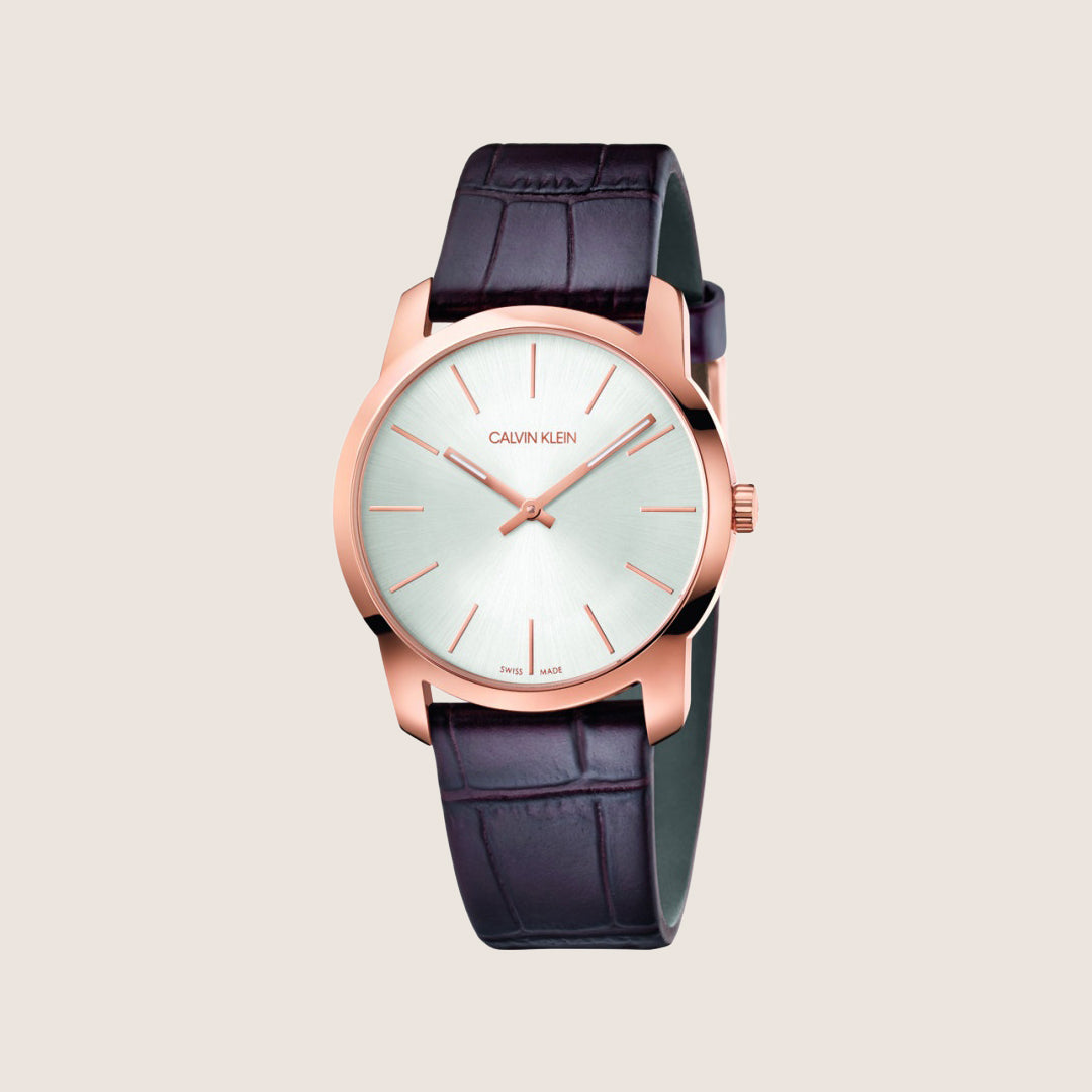 Calvin Klein Men's City Watch Rose Gold Silver Dial K2G226G6