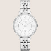 Fossil Jacqueline Silver Crystal-Detailed Steel Watch ES3545