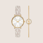 Michael Kors Women's Pyper Clear Stone-Set White Dial Watch MK1037