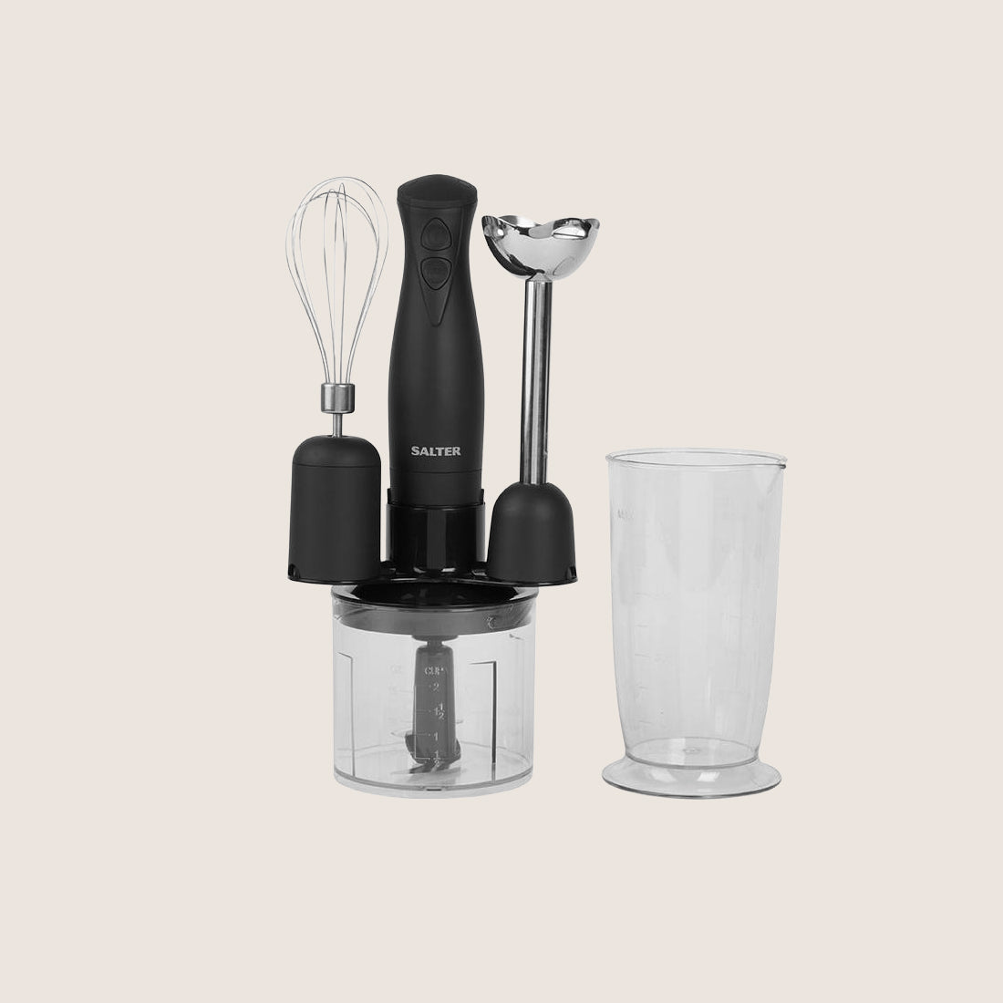 Salter Kuro EK2827BMBLK Hand Blender 350W 2-Speed 0.4L with 4 Accessories - Black