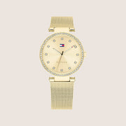 Tommy Hilfiger Women's Lynn Gold Dial Gold Milanese Mesh Strap 1782507