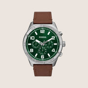Fossil Mens Brox Green Dial Leather Watch BQ2801