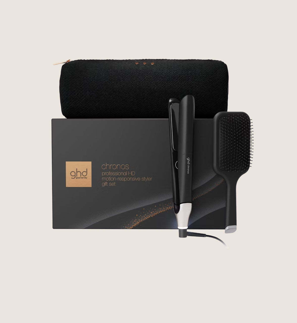 ghd Chronos Hair Straightener Festive Edition In Black Beauty Gift Set For Her