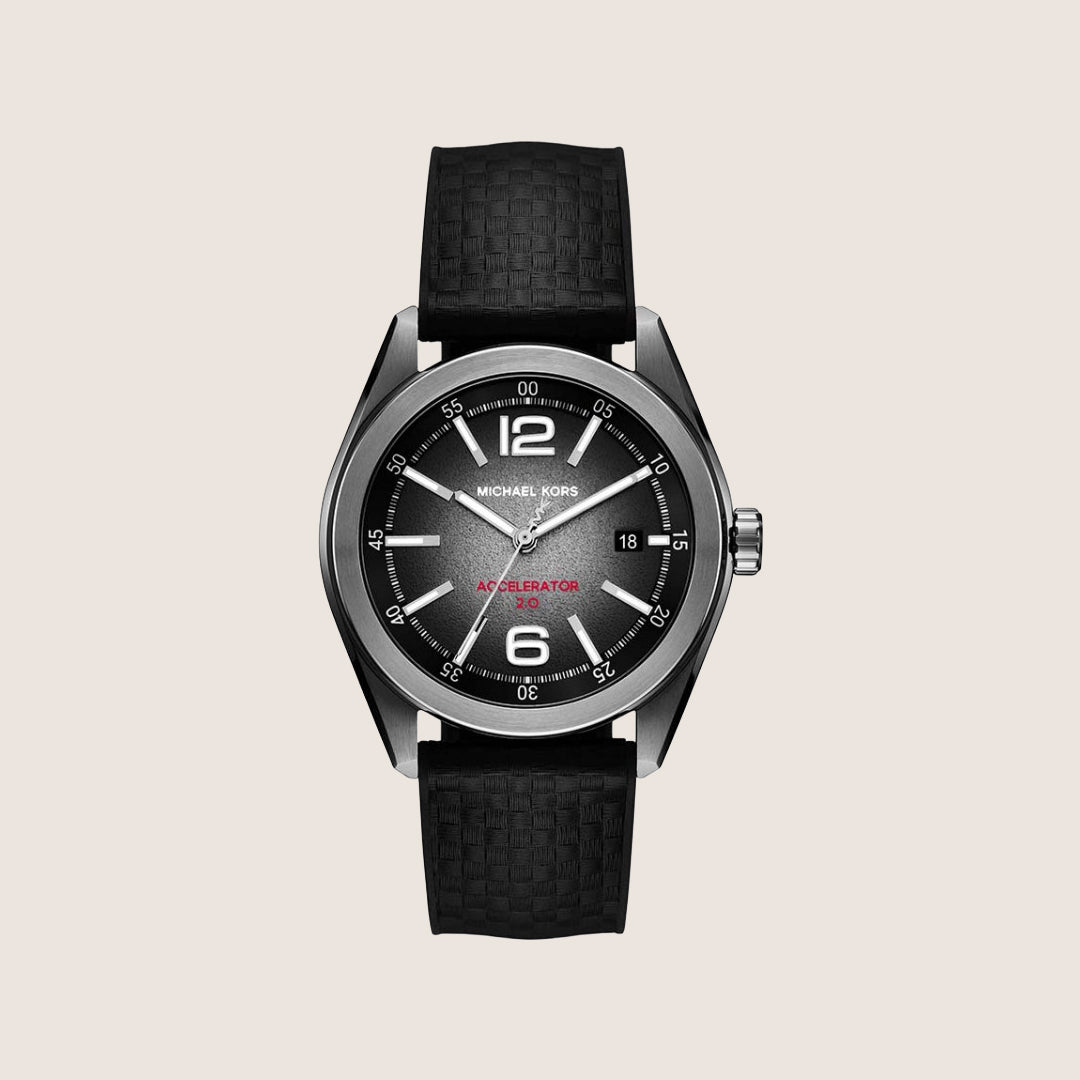 Michael Kors Men's Accelerator 2.0 Chronograph Black Dial All-Black Stainless Steel Watch MK9175
