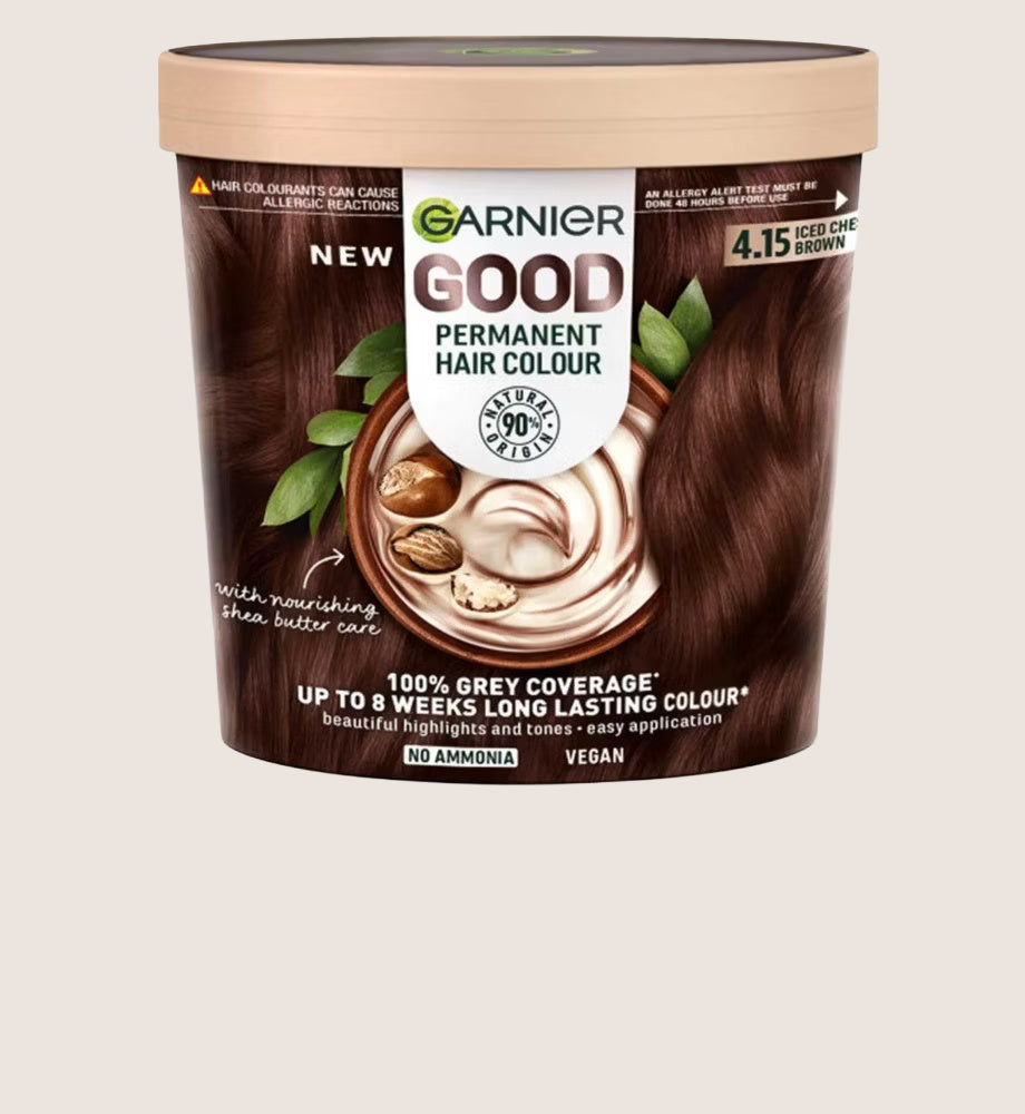 Garnier GOOD Permanent Hair Dye (Shade: 4.15 Iced Chestnut Brown) for vibrant, lasting colour