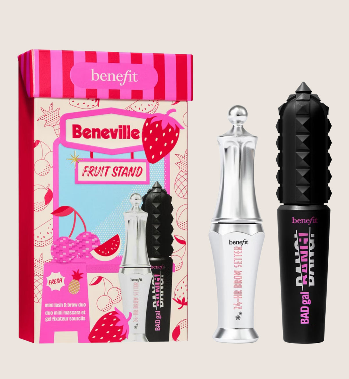 Benefit Beneville Fruit Stand, Mini BADgal BANG! Mascara & 24 Hour Brow Setter Beauty Gift Set For Her