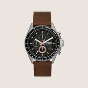 Fossil Mens Decker Black Chronograph Leather Watch CH2885