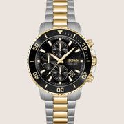 BOSS Men's Chronograph Black Dial Two-Tone Steel 45mm Watch 1513908