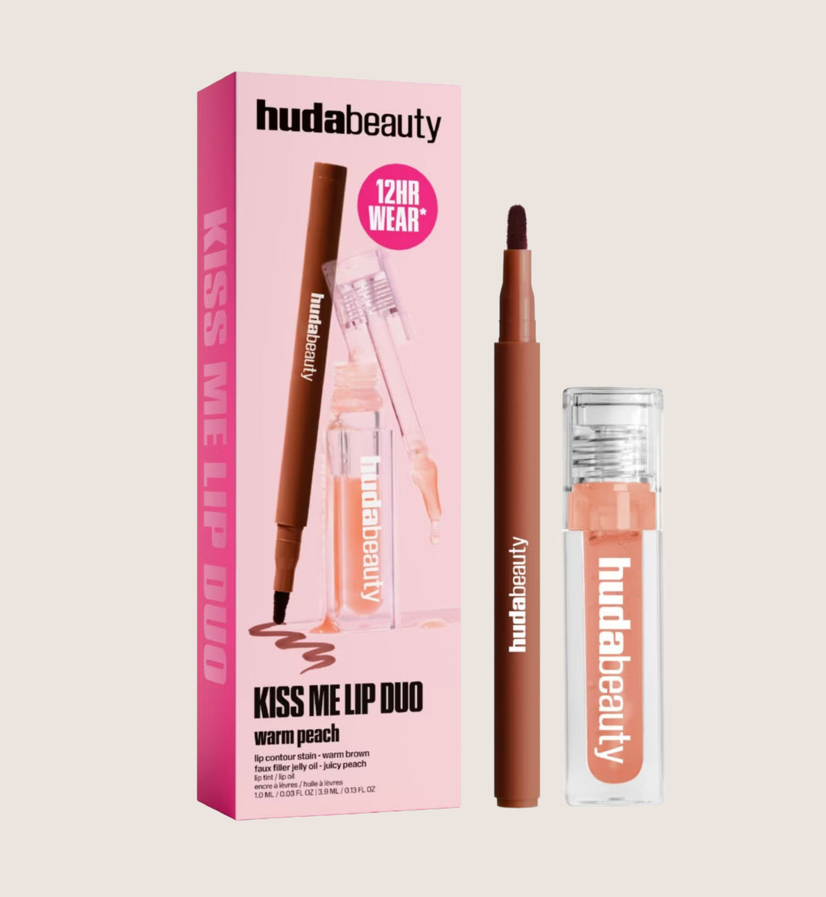 Huda Beauty Kiss Me Lip Duo Set Warm Peach Beauty Gift Set For Her