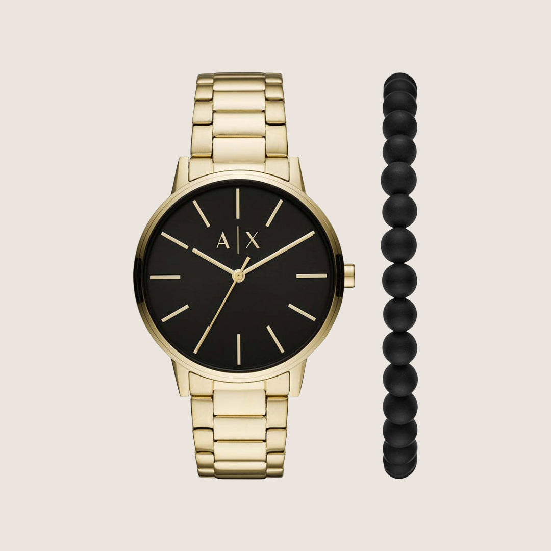 Armani Exchange Men's Urban Watch & Bracelet Gift Set Gold-Tone Steel AX7119