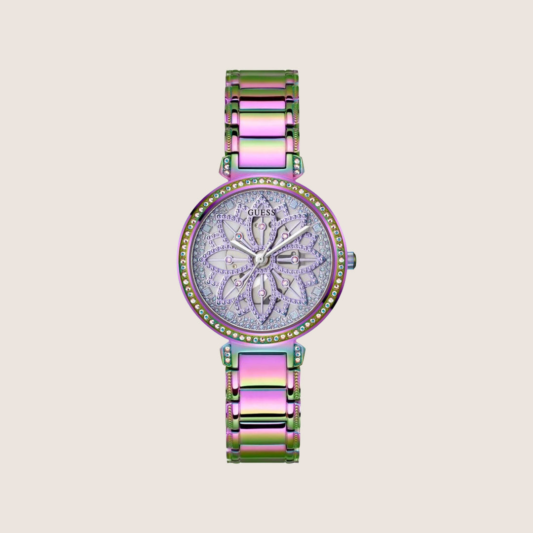 Guess Women's Lily Watch Crystals-Set Purple, Transparent Dial GW0528L4