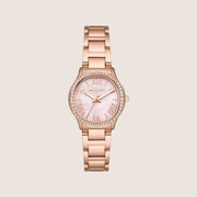 Michael Kors Women's Sage Clear Stone-Set Pink Dial Watch MK4823