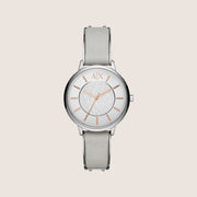 Armani Exchange Women's Dress Watch Grey Leather Silver Dial AX5311