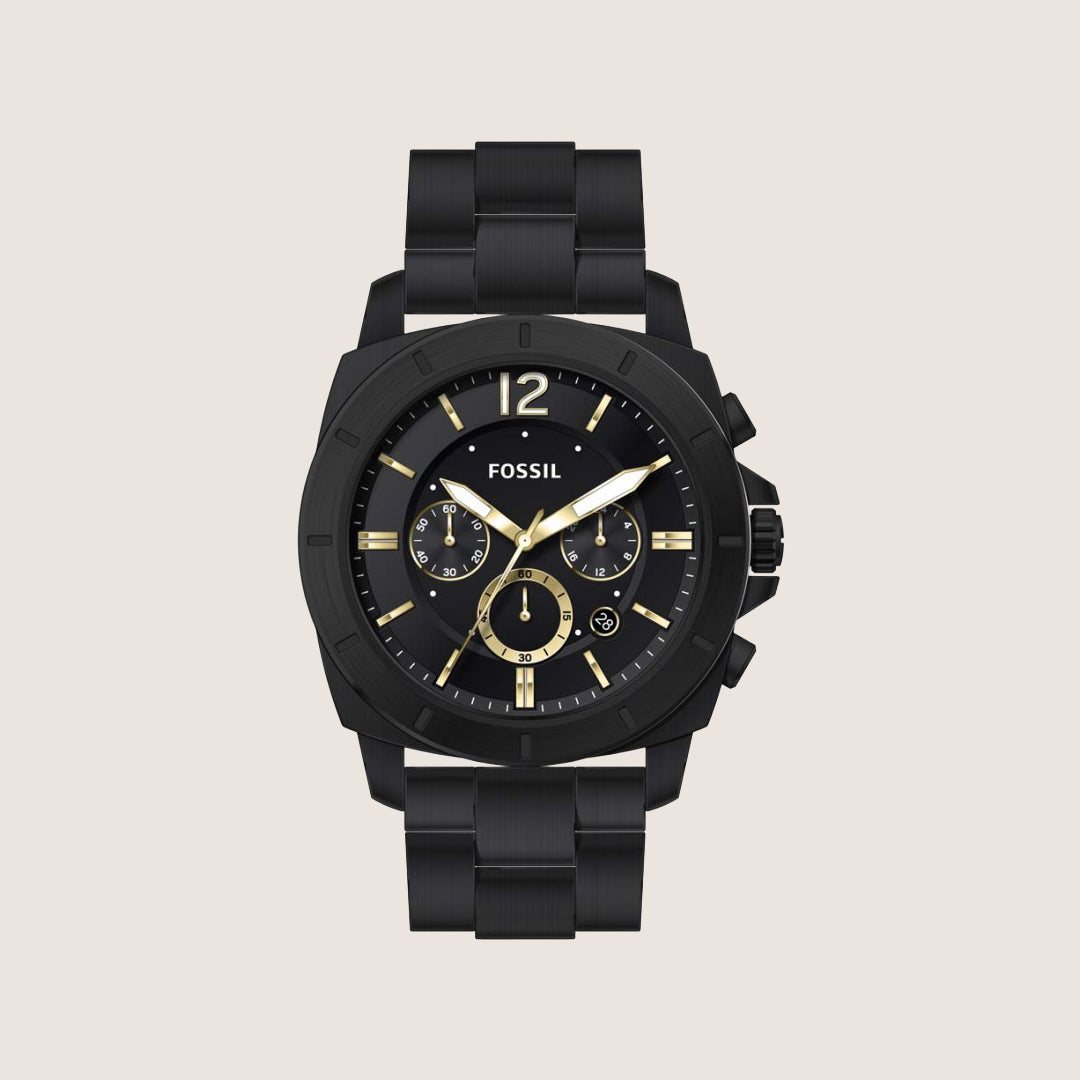 Fossil Mens Privateer Black Chronograph Cushion Watch BQ2818
