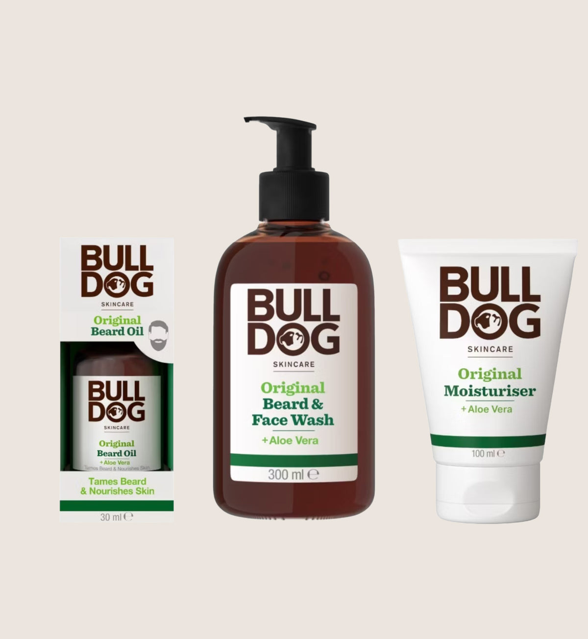 Bulldog Skincare Beard & Face Bundle - Moisturiser, Beard & Face Wash & Beard Oil