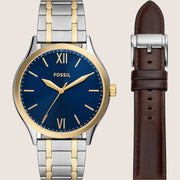 Fossil Men's Fenmore Watch & Strap Gift Set Two-Tone Bracelet BQ2786SET