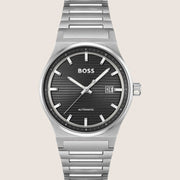 BOSS Men's Black Dial Silver Steel Automatic Bracelet Watch 1514117