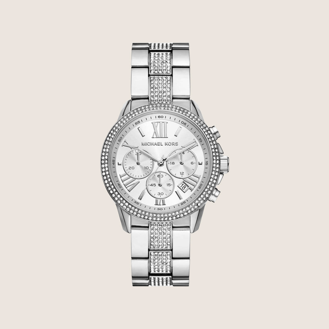 Michael Kors Women's Brynn Chronograph Clear Stone-Set Watch MK7506