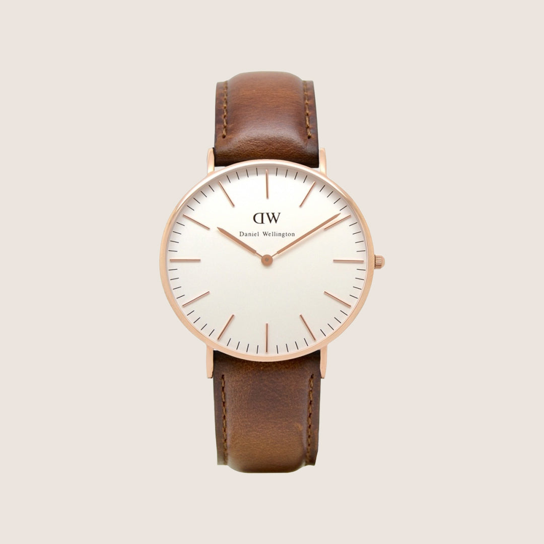 Daniel Wellington Women's Classic St Mawes Rose Gold Brown Leather White Dial Watch DW00100035