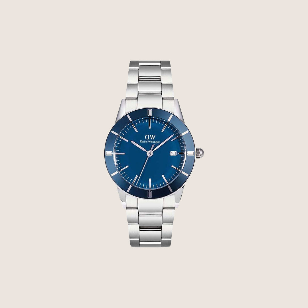 Daniel Wellington Mens Iconic Paradigma Silver Blue Dial Date 40mm Watch DW00100...