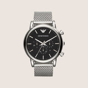 Emporio Armani Men's Classic Chronograph Watch Silver Mesh Bracelet AR1808