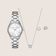 Michael Kors Women's Lauryn Clear Stone-Set White Dial Watch MK4851SET