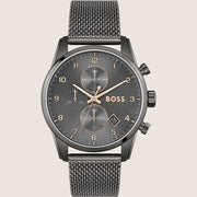 BOSS Men's Skymaster Chronograph Gunmetal Dial All-Gunmetal Steel Watch 1513837