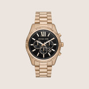 Michael Kors Men's Lexington Chronograph Black Dial Gold Stainless Steel Watch MK9155