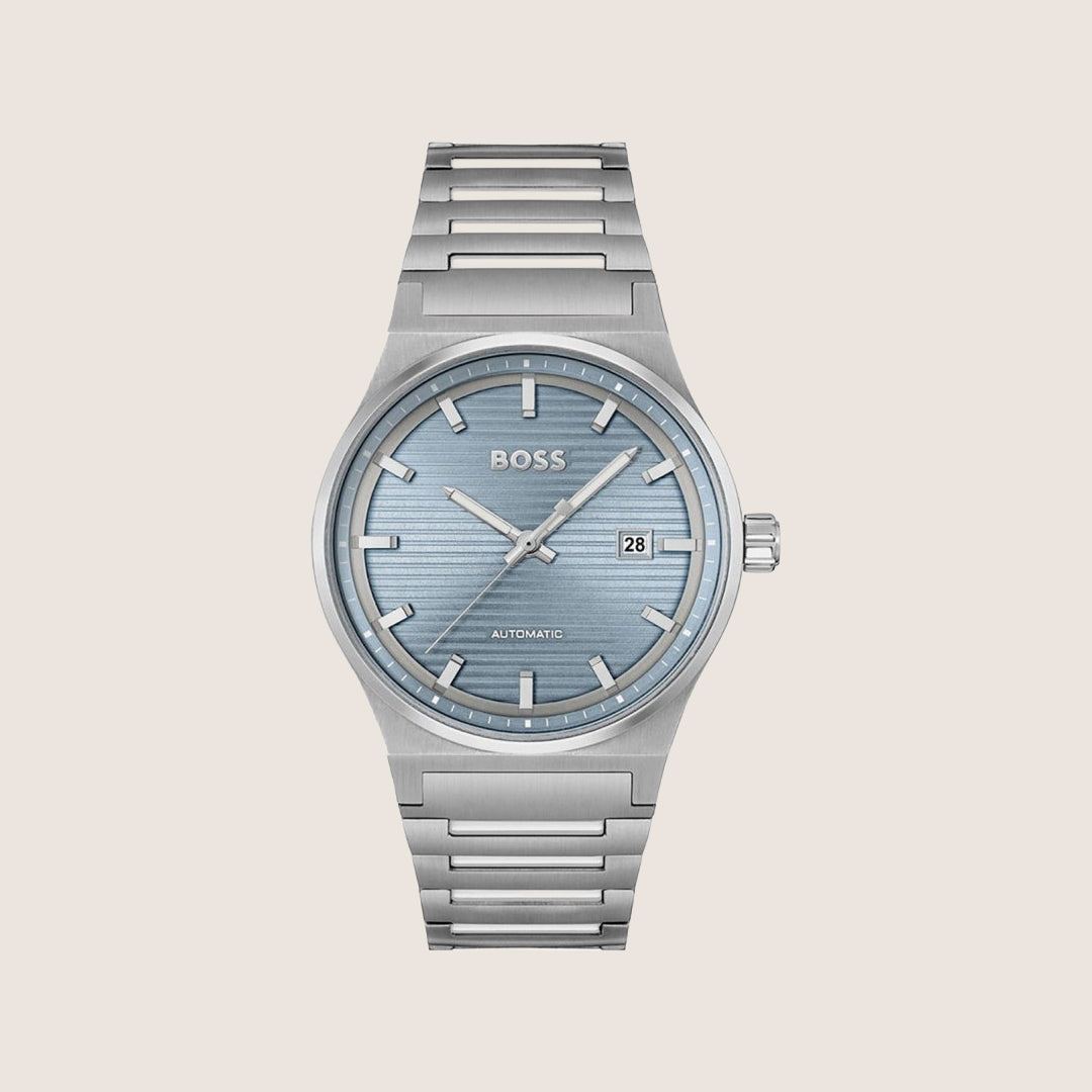 BOSS Men's Automatic Blue Dial Silver Bracelet Watch 1514118