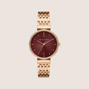Armani Exchange Women's Dress Watch Rose Gold Red Dial AX5912