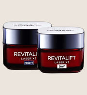 L'Oréal Routine; Age Serum & Cell Renew Midnight Facevitalift Laser Age-Correcting Cream