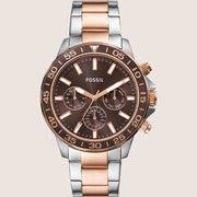 Fossil Men's Bannon Brown Dial Two-Tone Bracelet Watch BQ2889
