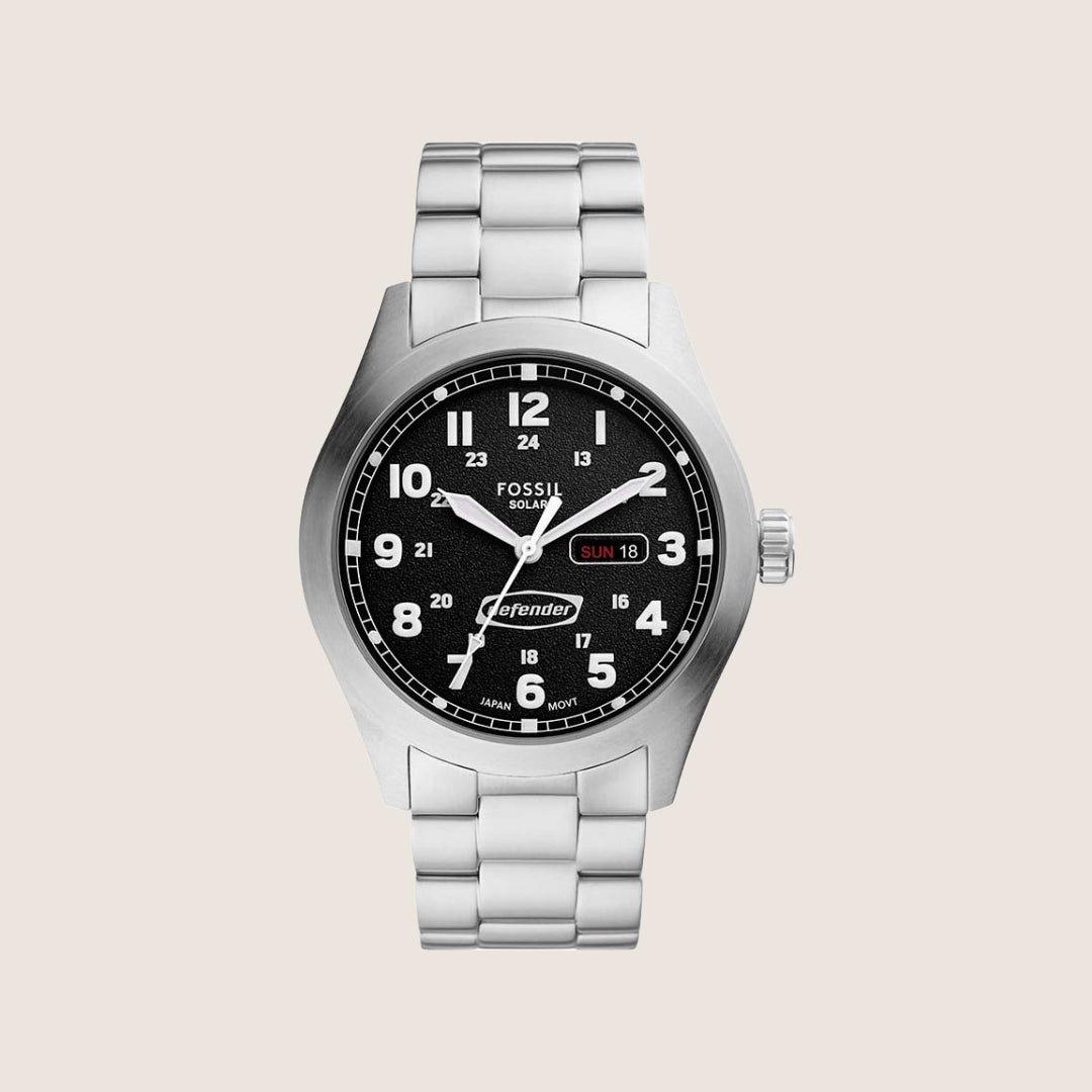 Fossil Mens Defender Black Dial Steel Watch FS5976