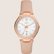 Fossil Ashtyn Pink Leather Strap Watch BQ3840