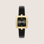 Ted Baker Ladies Mayse Gold Arabic Numeral Black Leather Strap Watch BKPMSS301