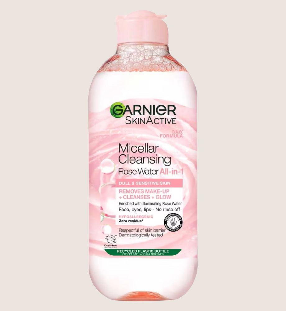 Garnier Micellar Rose Water, Gentle face Cleanser & Makeup Remover, Cleanse & Glow Formula 400ml