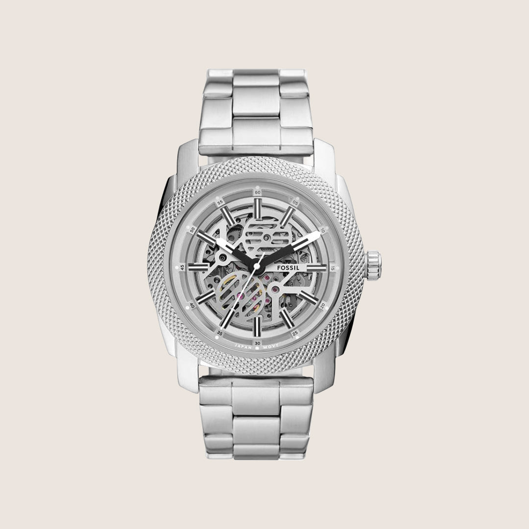 Fossil Mens Machine Automatic Silver Watch ME3252