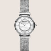 Emporio Armani Silver Link Bracelet Classic White Dial Ladies Watch AR11319