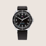 Tommy Hilfiger Men's Maverick Watch Black Dial Leather Strap 1791904