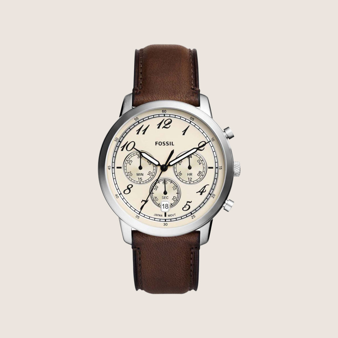 Fossil Mens Neutra Beige Chronograph Leather Watch FS6022
