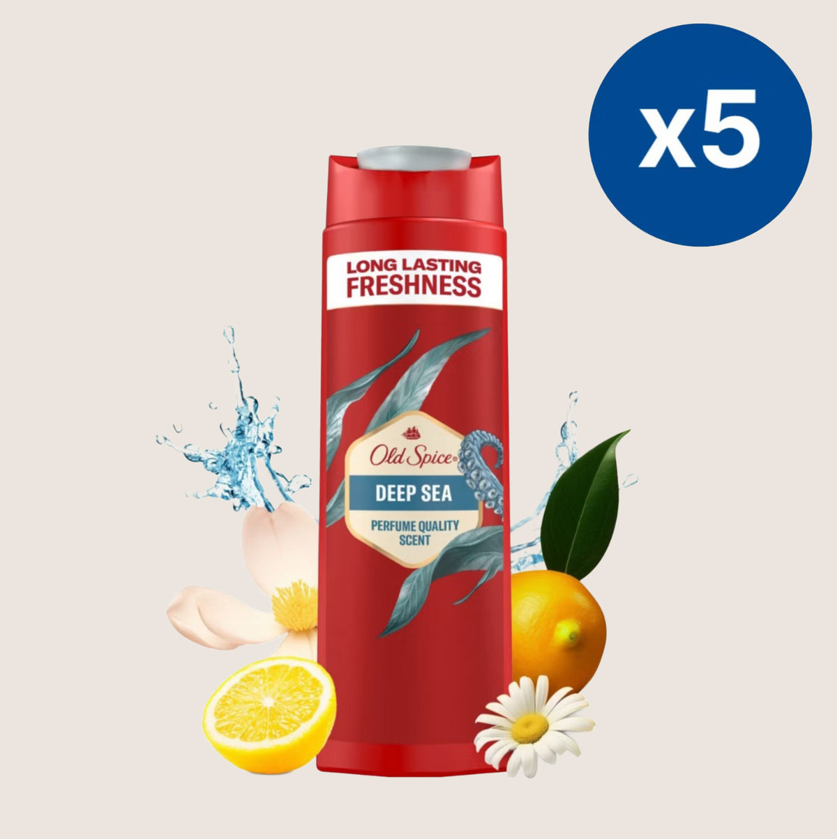 Old Spice Deep Sea Shower Gel Bundle 3-in-1 Wash 5 x 400ml
