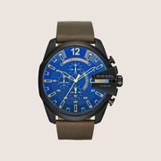 Diesel Mens Mega Chief Chronograph Multicolour Dial Brown Leather Strap Watch DZ4401