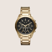 Armani Exchange Men's Dress Watch Black Dial Gold-Tone Bracelet AX2611