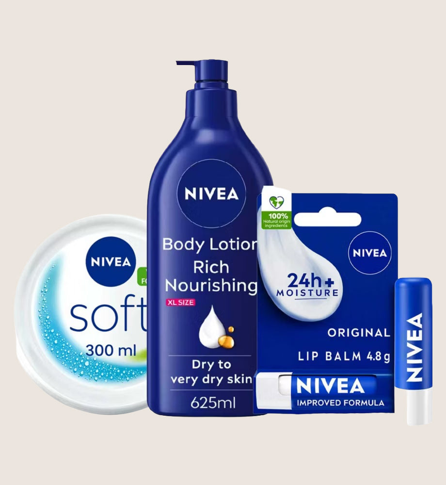 NIVEA Winter Skin Bundle Lip Balm, Cream & Lotion Set