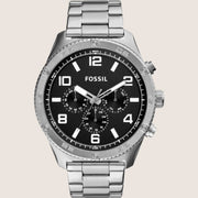 Fossil Men's Brox Black Dial Silver Bracelet Watch BQ2797