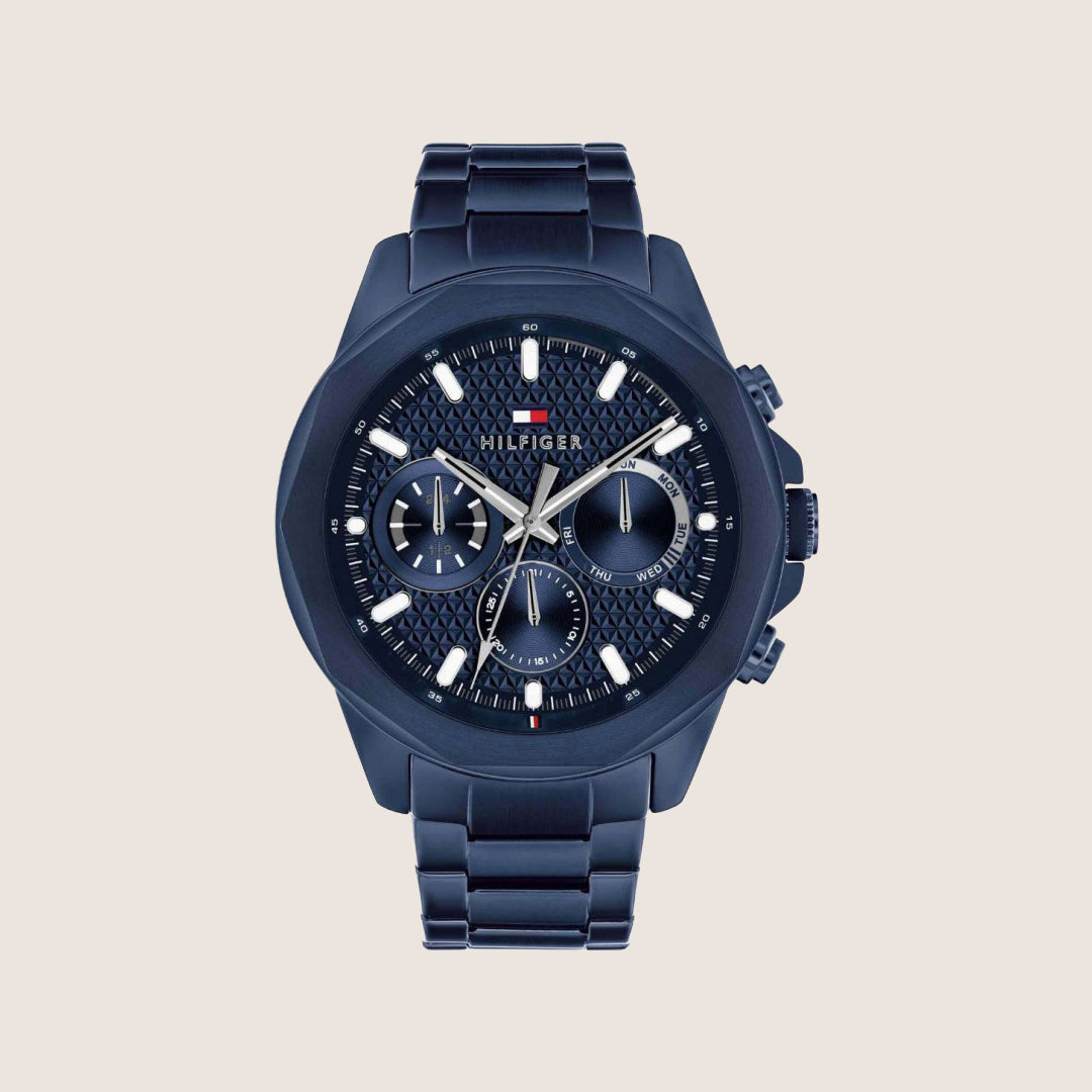 Tommy Hilfiger Men's Watch Blue Dial Octagon Case Bracelet 1710652