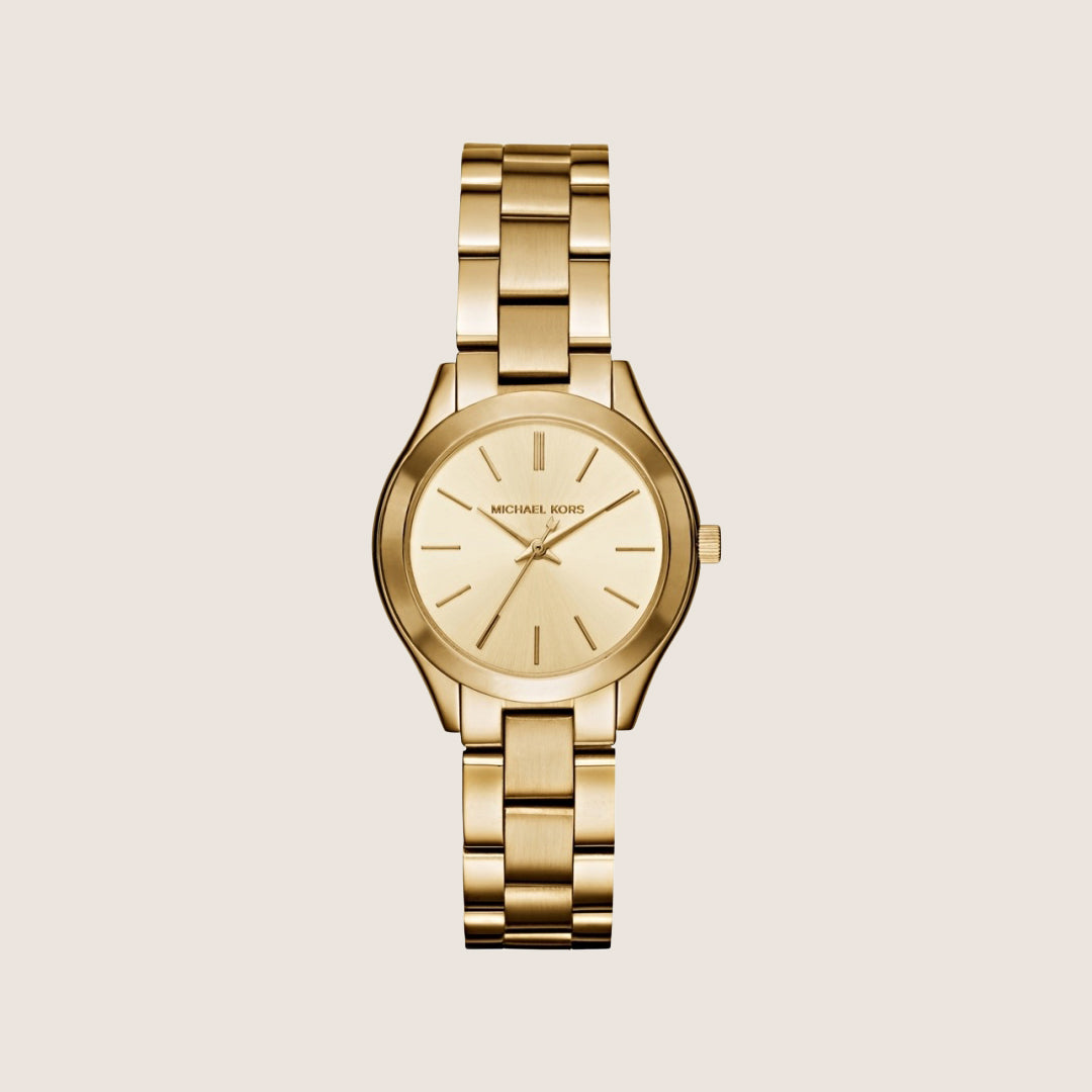 Michael Kors Women's Slim Runway Gold Dial Watch MK3512