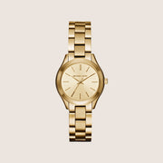 Michael Kors Women's Slim Runway Gold Dial Watch MK3512