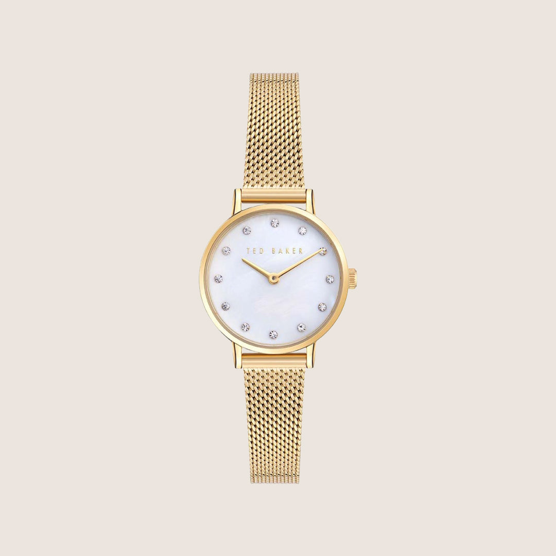 Ted Baker Ladies Staciie Gold White Crystal Bracelet Watch BKPSTF405
